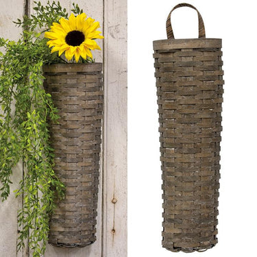 Graywash Long John Wall Basket, 18x6 - The Fox Decor